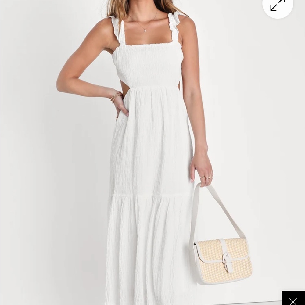 Lulus Tie-Back Tiered Midi Dress XS